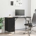 VidaXL Biurko komputerowe z szufladą Czarny Dąb 131 x 48 x 75 cm