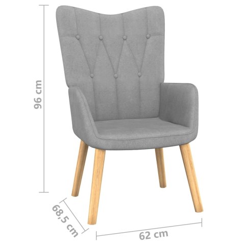 FOTEL Z PODNÓŻKIEM 62X685X96CM JASNOSZARY TKANINA