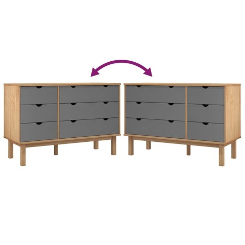 VidaXL Szafka z szufladami OTTA, brązowo-szara 111x43x73,5 cm, sosna