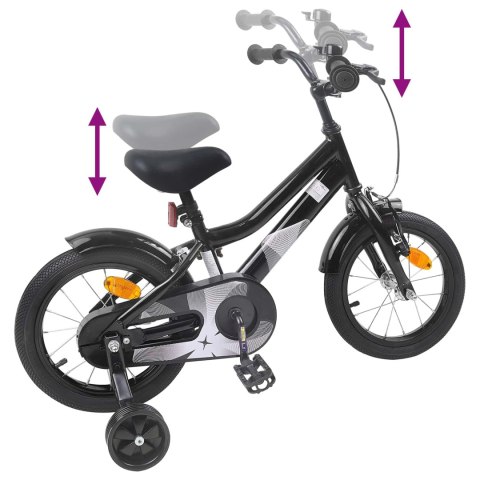 VidaXL Rower Dziecięcy 14 Cali dla dzieci w wieku 3-5 lat Czarny