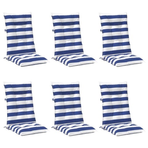 VidaXL Poduszka na zewnątrz 6 pcs Niebieski i biały 120 x 50 x 7 cm