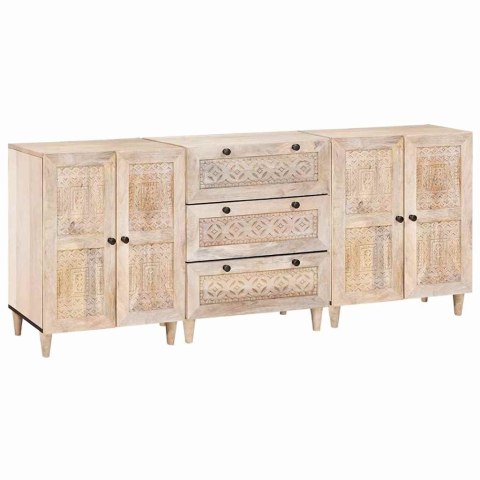 VidaXL Bufet 3 pcs Biały 180 x 33,5 x 75 cm lite drewno mango