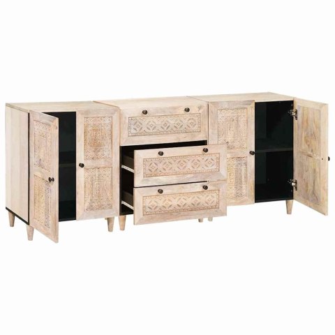 VidaXL Bufet 3 pcs Biały 180 x 33,5 x 75 cm lite drewno mango