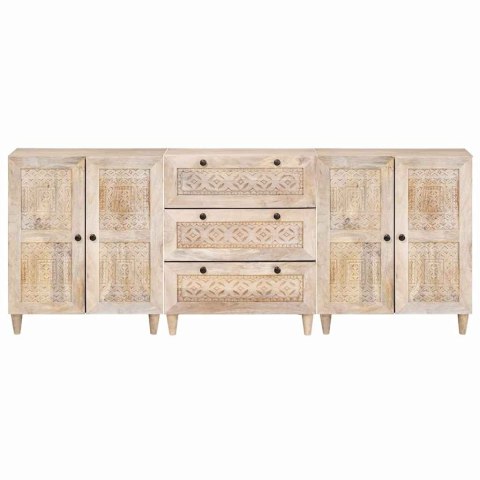 VidaXL Bufet 3 pcs Biały 180 x 33,5 x 75 cm lite drewno mango