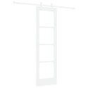 DRZWI PRZESUWNE BIAŁY 61X198,5CM LITE DREWNO SOSNOWE I SZKŁO
