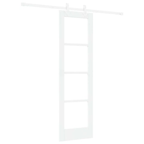 DRZWI PRZESUWNE BIAŁY 61X198,5CM LITE DREWNO SOSNOWE I SZKŁO