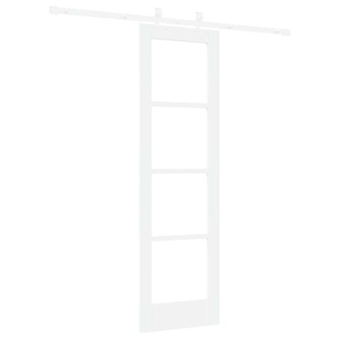 DRZWI PRZESUWNE BIAŁY 61X198,5CM LITE DREWNO SOSNOWE I SZKŁO