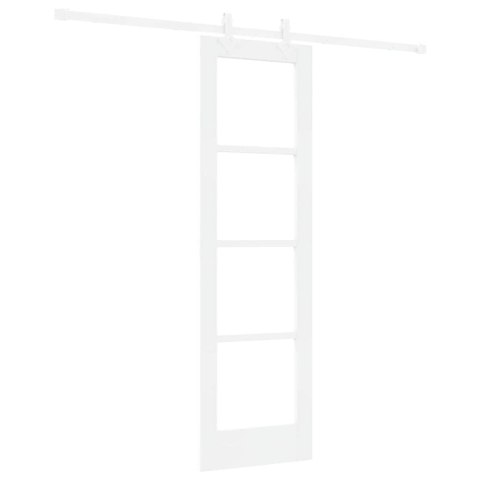 DRZWI PRZESUWNE BIAŁY 61X198,5CM LITE DREWNO SOSNOWE I SZKŁO
