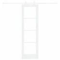 DRZWI PRZESUWNE BIAŁY 61X198,5CM LITE DREWNO SOSNOWE I SZKŁO