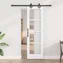DRZWI PRZESUWNE BIAŁY 61X198,5CM LITE DREWNO SOSNOWE I SZKŁO