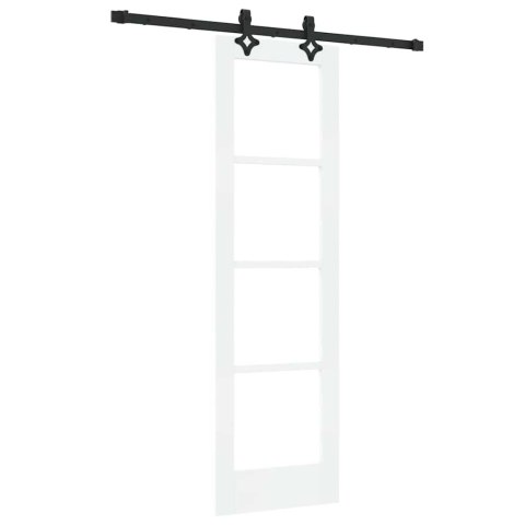 DRZWI PRZESUWNE BIAŁY 61X198,5CM LITE DREWNO SOSNOWE I SZKŁO
