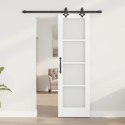 DRZWI PRZESUWNE BIAŁY 61X198,5CM LITE DREWNO SOSNOWE I SZKŁO