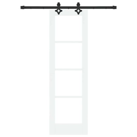 DRZWI PRZESUWNE BIAŁY 61X198,5CM LITE DREWNO SOSNOWE I SZKŁO