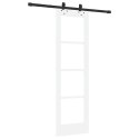 DRZWI PRZESUWNE BIAŁY 61X198,5CM LITE DREWNO SOSNOWE I SZKŁO