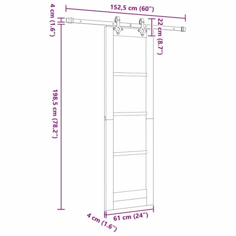 DRZWI PRZESUWNE BIAŁY 61X198,5CM LITE DREWNO SOSNOWE I SZKŁO