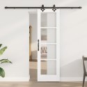 DRZWI PRZESUWNE BIAŁY 61X198,5CM LITE DREWNO SOSNOWE I SZKŁO