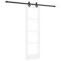 DRZWI PRZESUWNE BIAŁY 61X198,5CM LITE DREWNO SOSNOWE I SZKŁO