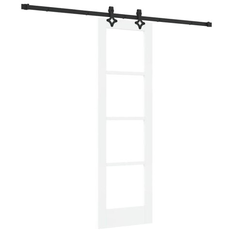 DRZWI PRZESUWNE BIAŁY 61X198,5CM LITE DREWNO SOSNOWE I SZKŁO