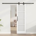 DRZWI PRZESUWNE BIAŁY 61X198,5CM LITE DREWNO SOSNOWE I SZKŁO