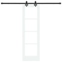 DRZWI PRZESUWNE BIAŁY 61X198,5CM LITE DREWNO SOSNOWE I SZKŁO