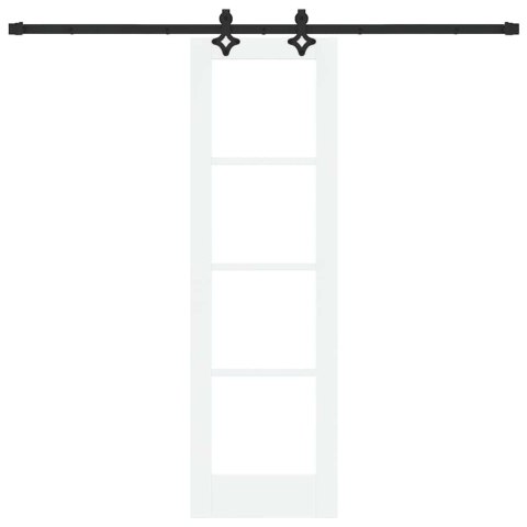 DRZWI PRZESUWNE BIAŁY 61X198,5CM LITE DREWNO SOSNOWE I SZKŁO