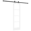DRZWI PRZESUWNE BIAŁY 61X198,5CM LITE DREWNO SOSNOWE I SZKŁO