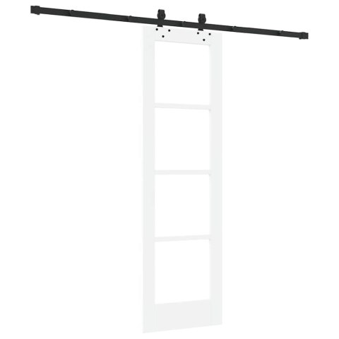 DRZWI PRZESUWNE BIAŁY 61X198,5CM LITE DREWNO SOSNOWE I SZKŁO