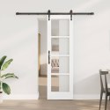 DRZWI PRZESUWNE BIAŁY 61X198,5CM LITE DREWNO SOSNOWE I SZKŁO