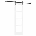 DRZWI PRZESUWNE BIAŁY 61X198,5CM LITE DREWNO SOSNOWE I SZKŁO