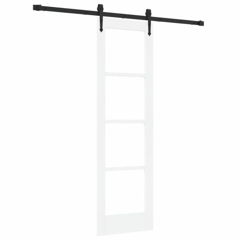 DRZWI PRZESUWNE BIAŁY 61X198,5CM LITE DREWNO SOSNOWE I SZKŁO
