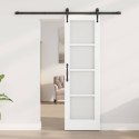 DRZWI PRZESUWNE BIAŁY 61X198,5CM LITE DREWNO SOSNOWE I SZKŁO