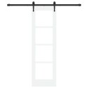 DRZWI PRZESUWNE BIAŁY 61X198,5CM LITE DREWNO SOSNOWE I SZKŁO