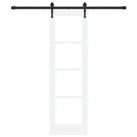 DRZWI PRZESUWNE BIAŁY 61X198,5CM LITE DREWNO SOSNOWE I SZKŁO