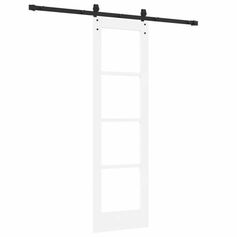 DRZWI PRZESUWNE BIAŁY 61X198,5CM LITE DREWNO SOSNOWE I SZKŁO