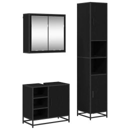 VidaXL Zestaw mebli łazienkowych z półką z drzwiami 3 pcs Czarny Dąb