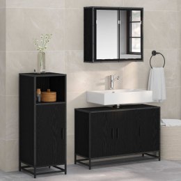 VidaXL Zestaw mebli łazienkowych z półką z drzwiami 3 pcs Czarny Dąb