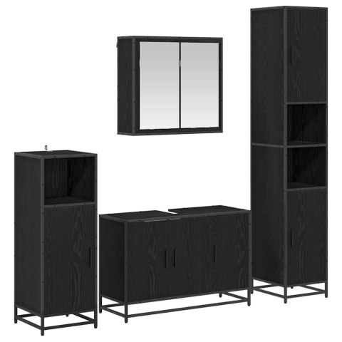 VidaXL Zestaw mebli łazienkowych z półką z drzwiami 4 pcs Czarny Dąb