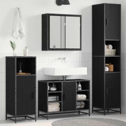 VidaXL Zestaw mebli łazienkowych z półką z drzwiami 4 pcs Czarny Dąb