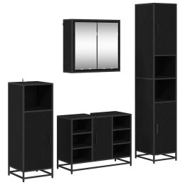 VidaXL Zestaw mebli łazienkowych z półką z drzwiami 4 pcs Czarny Dąb