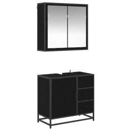 VidaXL Zestaw mebli łazienkowych z szufladą Z lustrem 2 pcs Czarny dąb