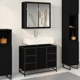 VidaXL Zestaw mebli łazienkowych z szufladą z półką 2 pcs Czarny Dąb