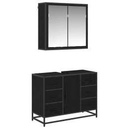 VidaXL Zestaw mebli łazienkowych z szufladą z półką 2 pcs Czarny Dąb