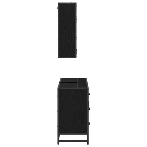 VidaXL Zestaw mebli łazienkowych z szufladą z półką 2 pcs Czarny Dąb