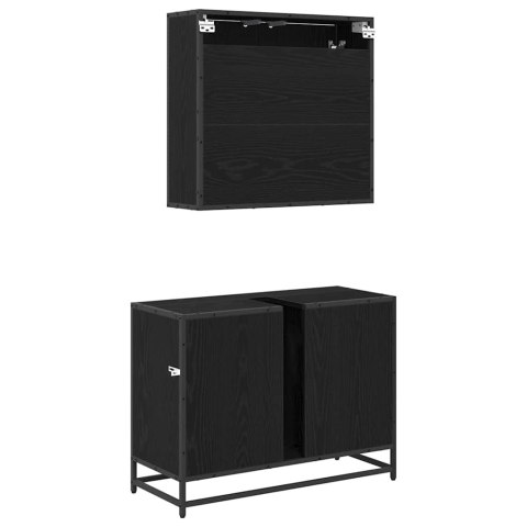 VidaXL Zestaw mebli łazienkowych z szufladą z półką 2 pcs Czarny Dąb
