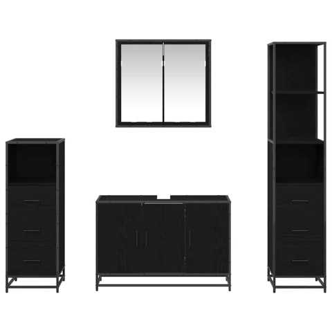 VidaXL Zestaw mebli łazienkowych z szufladą z półką 4 pcs Czarny Dąb