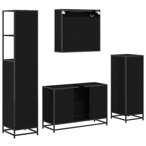 VidaXL Zestaw mebli łazienkowych z szufladą z półką 4 pcs Czarny Dąb