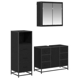 VidaXL Zestaw mebli łazienkowych z szufladą z półką 3 pcs Czarny Dąb