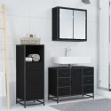 VidaXL Zestaw mebli łazienkowych z szufladą z półką 3 pcs Czarny Dąb