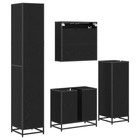 VidaXL Zestaw mebli łazienkowych z szufladą z półką 4 pcs Czarny Dąb