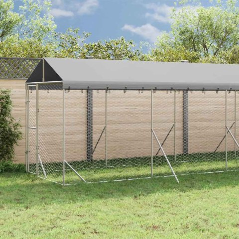 VidaXL Kojec dla psa, z dachem, srebrny, 2x14x2,5m, stal galwanizowana